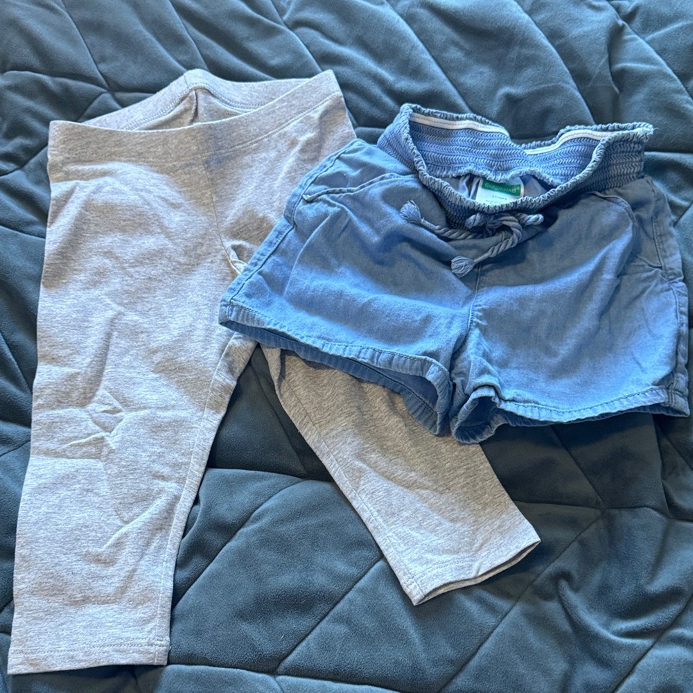 Kids Gray Leggings and Blue Shorts Set